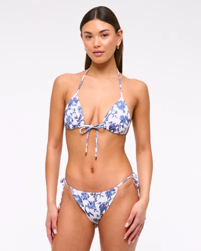 Abercrombie & Fitch Low Rise Ruched Tie-side Cheeky Bottom In Blue