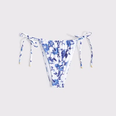 Abercrombie & Fitch Low Rise Ruched Tie-side Cheeky Bottom In Blue