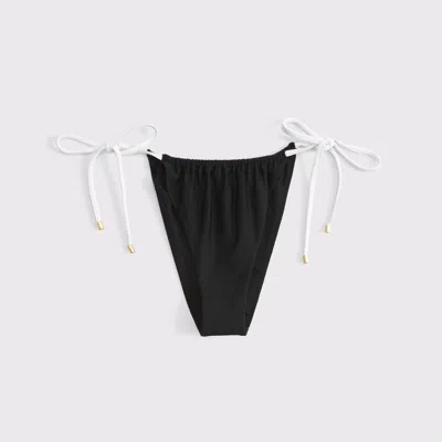 Abercrombie & Fitch Low Rise Ruched Tie-side Cheeky Bottom In Black