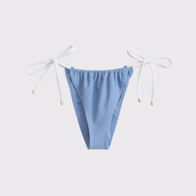 Abercrombie & Fitch Low Rise Ruched Tie-side Cheeky Bottom In Blue