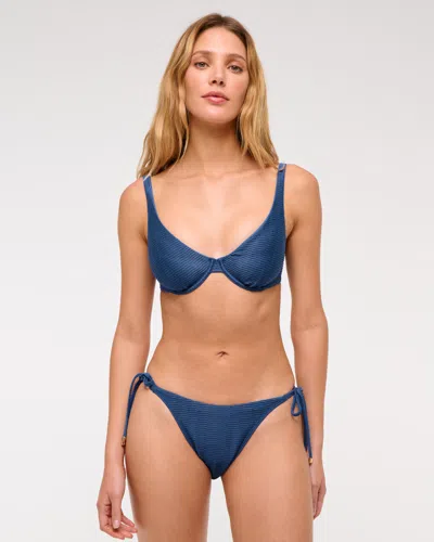 Abercrombie & Fitch High Apex Underwire Bikini Top In Blue