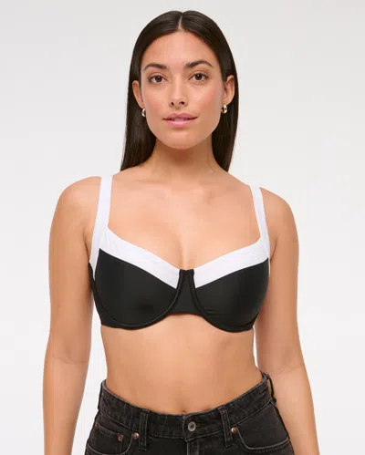 Abercrombie & Fitch Curve Love Wide Strap Underwire Bikini Top In Black