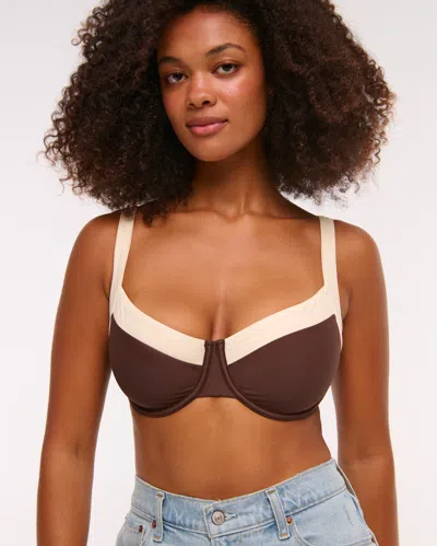 Abercrombie & Fitch Curve Love Wide Strap Underwire Bikini Top In Brown