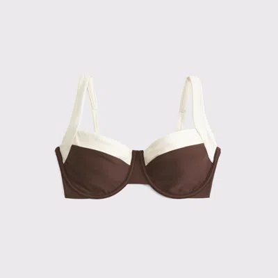 Abercrombie & Fitch Curve Love Wide Strap Underwire Bikini Top In Brown