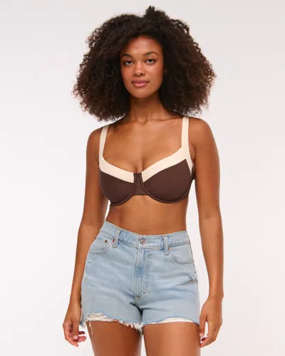 Abercrombie & Fitch Curve Love Wide Strap Underwire Bikini Top In Brown