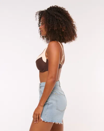 Abercrombie & Fitch Curve Love Wide Strap Underwire Bikini Top In Brown
