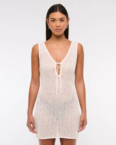 Abercrombie & Fitch Crochet-style Mini Dress Coverup In White