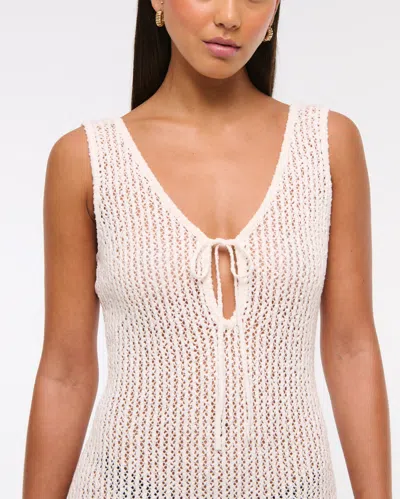 Abercrombie & Fitch Crochet-style Mini Dress Coverup In White
