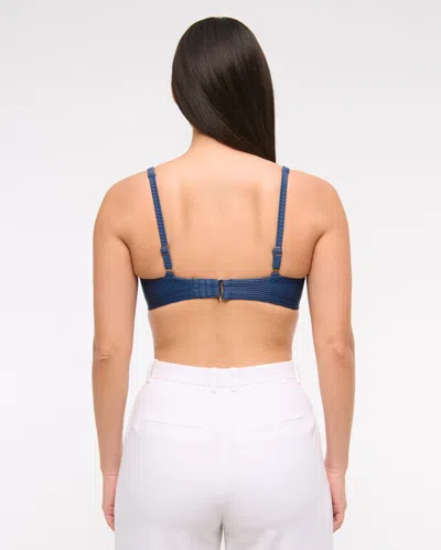 Abercrombie & Fitch Curve Love High Apex Underwire Bikini Top In Blue