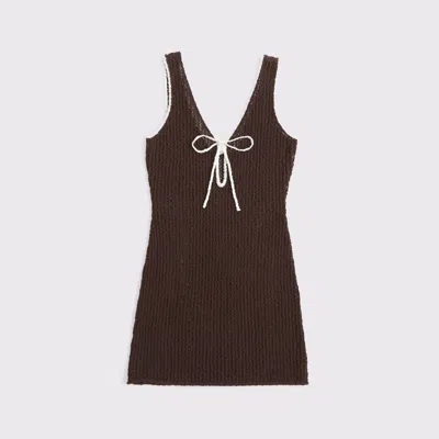 Abercrombie & Fitch Crochet-style Mini Dress Coverup In Brown
