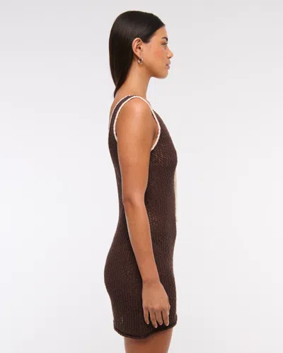 Abercrombie & Fitch Crochet-style Mini Dress Coverup In Brown