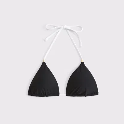 Abercrombie & Fitch Beaded Halter String Triangle Bikini Top In Black