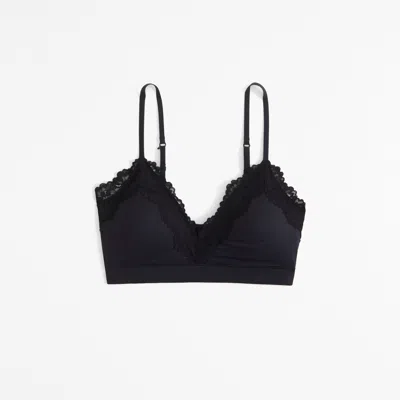 Abercrombie & Fitch Next To Naked Lace-trim V-neck Bralette In Black