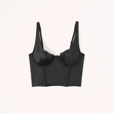 Abercrombie & Fitch Lace And Satin Balconette Corset In Black