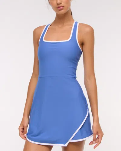 Abercrombie & Fitch Ypb Sculptlux Cross-back Mini Dress In Blue