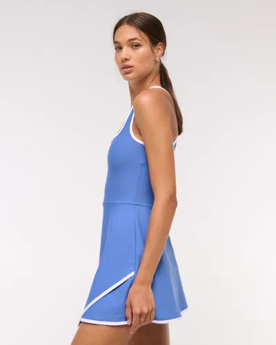 Abercrombie & Fitch Ypb Sculptlux Cross-back Mini Dress In Blue
