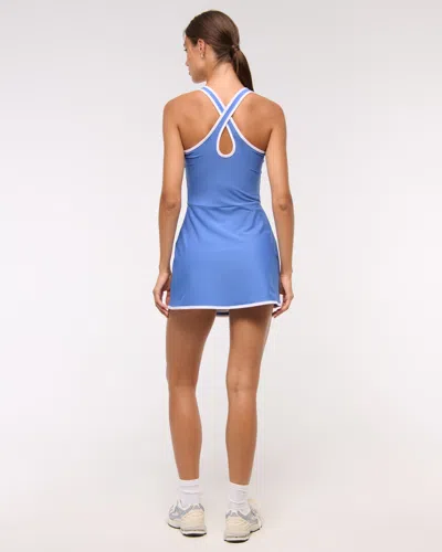 Abercrombie & Fitch Ypb Sculptlux Cross-back Mini Dress In Blue
