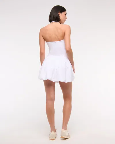 Abercrombie & Fitch Ypb Motiontek Halter Bubble Hem Mini Dress In White