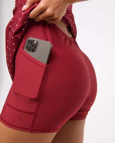 Abercrombie & Fitch Ypb Sculptlux Cross-back Mini Dress In Red