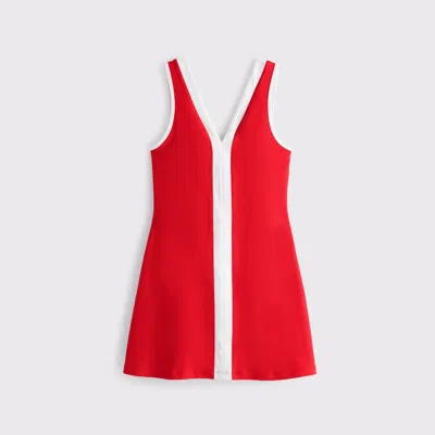 Abercrombie & Fitch Ypb Sculptlux V-neck Mini Dress In Red