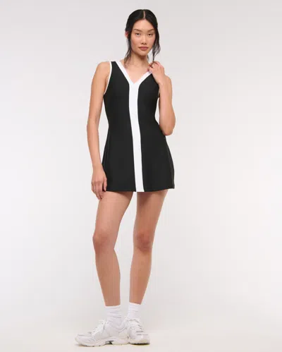 Abercrombie & Fitch Ypb Sculptlux V-neck Mini Dress In Black