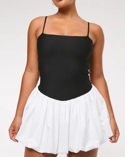 Abercrombie & Fitch Ypb Sculptlux Bubble Hem Mini Dress In Black