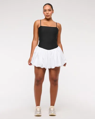 Abercrombie & Fitch Ypb Sculptlux Bubble Hem Mini Dress In Black