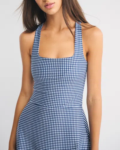 Abercrombie & Fitch Ypb Sculptlux Cross-back Mini Dress In Blue