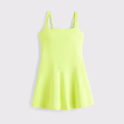 Abercrombie & Fitch Ypb Sculptlux Drop-waist Mini Dress In Yellow