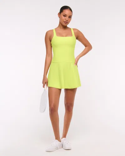 Abercrombie & Fitch Ypb Sculptlux Drop-waist Mini Dress In Yellow
