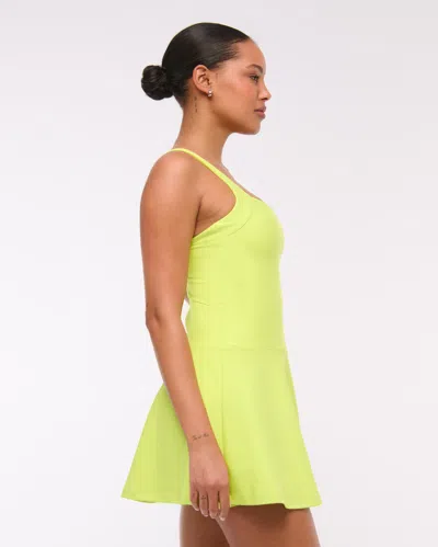 Abercrombie & Fitch Ypb Sculptlux Drop-waist Mini Dress In Yellow