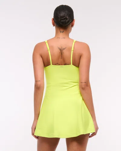 Abercrombie & Fitch Ypb Sculptlux Drop-waist Mini Dress In Yellow