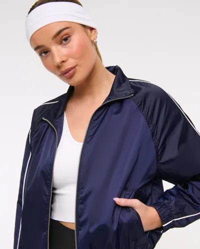 Abercrombie & Fitch Ypb Active Satin Track Jacket In Blue