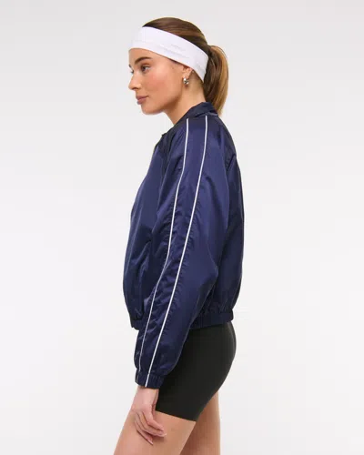 Abercrombie & Fitch Ypb Active Satin Track Jacket In Blue