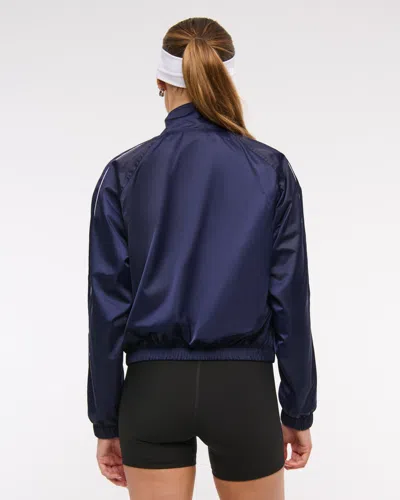 Abercrombie & Fitch Ypb Active Satin Track Jacket In Blue