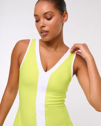 Abercrombie & Fitch Ypb Sculptlux V-neck Mini Dress In Green