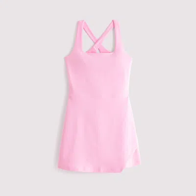 Abercrombie & Fitch Ypb Sculptlux Cross-back Mini Dress In Pink