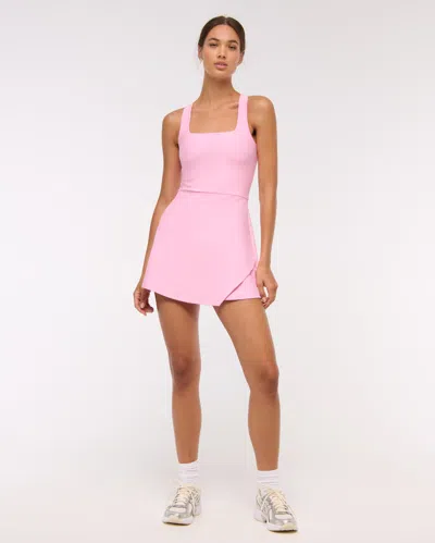 Abercrombie & Fitch Ypb Sculptlux Cross-back Mini Dress In Pink