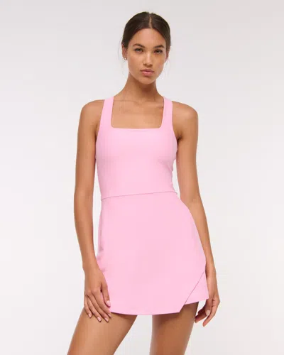 Abercrombie & Fitch Ypb Sculptlux Cross-back Mini Dress In Pink