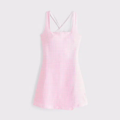 Abercrombie & Fitch Ypb Sculptlux Cross-back Mini Dress In Pink
