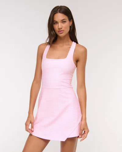Abercrombie & Fitch Ypb Sculptlux Cross-back Mini Dress In Pink