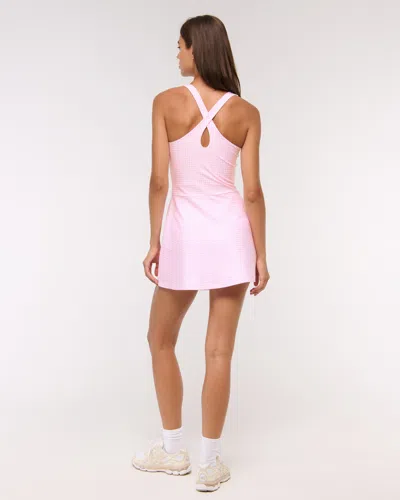 Abercrombie & Fitch Ypb Sculptlux Cross-back Mini Dress In Pink