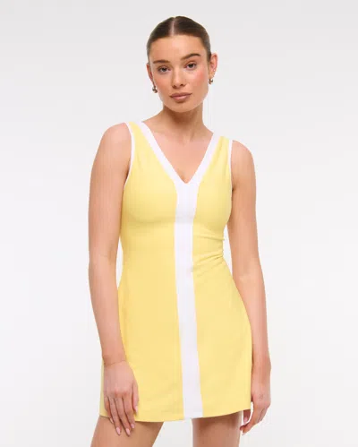 Abercrombie & Fitch Ypb Sculptlux V-neck Mini Dress In Yellow