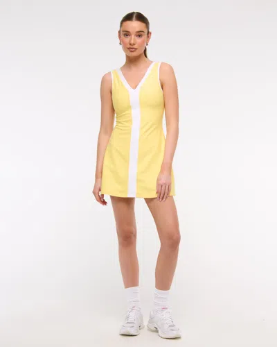 Abercrombie & Fitch Ypb Sculptlux V-neck Mini Dress In Yellow