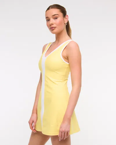Abercrombie & Fitch Ypb Sculptlux V-neck Mini Dress In Yellow