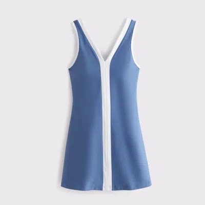 Abercrombie & Fitch Ypb Sculptlux V-neck Mini Dress In Blue