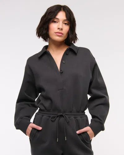 Abercrombie & Fitch Ypb Neoknit Max Polo Jumpsuit In Black