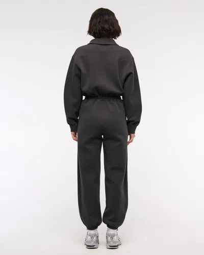 Abercrombie & Fitch Ypb Neoknit Max Polo Jumpsuit In Black