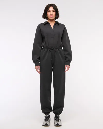 Abercrombie & Fitch Ypb Neoknit Max Polo Jumpsuit In Black