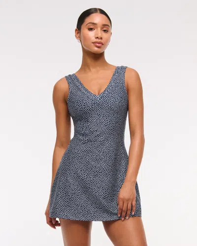 Abercrombie & Fitch Ypb Sculptlux V-neck Mini Dress In Blue